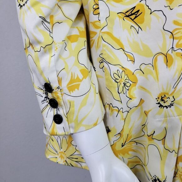 Harve Benard Yellow Floral Print Single Button Closure Blazer - Picture 7 of 11